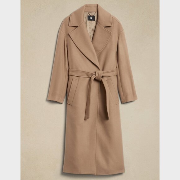 Banana Republic Pura Oversize Wool-Cashmere Camel Wrap Coat, NWT! Size XS - Picture 1 of 15